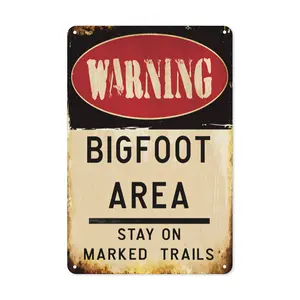 Vintage Sasquatch Warning Sign - 30.48x20.32cm Rustic Metal Wall Decor, Perfect For Home, Bar, Cafe, Or For Man Cave - Unique Gift For Bigfoot Fans, Perfect For Room Decor 55QQ