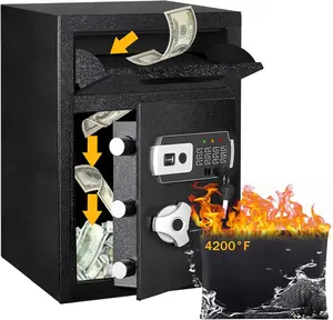 2.6 CUB Depository Drop Safe Fireproof, Front Drop Slot Lock Box with Digital Combination and Anti-Fishing, Silent Deposit Safe Box, Security Money Safe for Cash Slips Expense Business Office Home