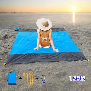 Waterproof Sandproof Beach Mat for 1-3 Adults, Quick-Dry Outdoor Picnic Blanket, Foldable Camping Travel Hiking Sandy Beach Use