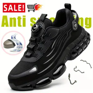 Men'S Professional With Swivel Button Steel Toe Work Boots, Puncture Resistant Safety Shoes, Shock Absorbing, Slip Resistant Lace-Up Low Top, Round Toe, Comfort Insole zapatos  ligeros Closed Boy Footwear Worker zapatos  con  casquillo Women Nail