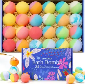 Hemp Oil Bath Bombs Women Gift Set, 24 Pack Natural Bubble Bath Spa Kit with Pure Essential Oils, Refreshing & Relaxing Bath Gift for Birthday, Mother’s Day & Valentine’s Day