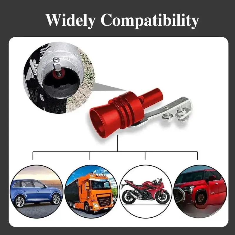3PCS Universal Exhaust Whistle Set - Black, Red Turbo Sound Tailpipe Tips (S/M/L) with Adjustable Mount Brackets, Automotive Exhaust Noise Booster Accessory for Cars, Trucks motorcycle, Aluminum Alloy, Turboexhaustwhistle, Car Accessories, Accessories For