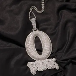 Luxury Customizable O-Block CZ Pendant Necklace - AAAA+ Stones, Long Chain, Ideal for Daily Wear