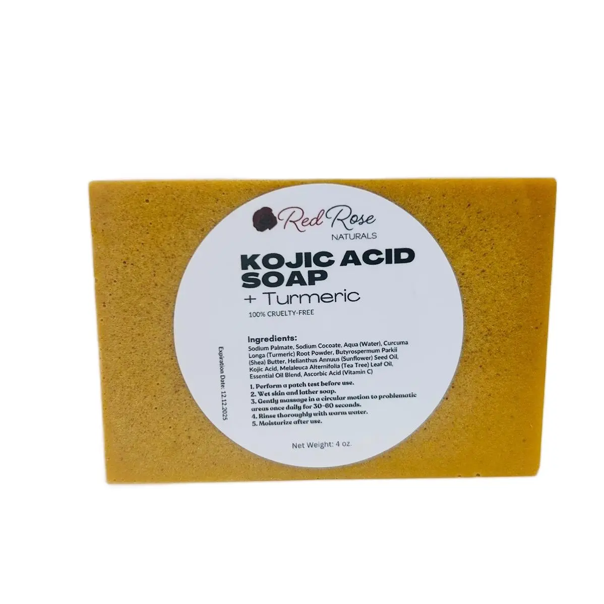 Kojic Acid Soap with Turmeric For Even Skin Tone, Face, Inner Thighs, Sensitive Skin, Oily Skin, Dry Skin, Turmeric Face Wash and Body Soap 4 Ounces