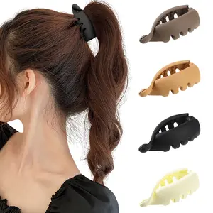 AWAYTR 4Pack Matte Wave Hair Claw Clips  Non-Slip Jaw Clamps for Thick Hair Minimalist Ponytail Holders Updos Hair Clips