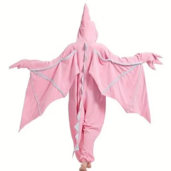 Adult Pink Pterosaur Onesie Pajamas,Dinosaur Onesie Pajamas-Christmas Halloween Cosplay Dinosaur Onesie Pajamas for Women Men lingerie nightgown Polyester Nightwear Loungewear Pjs Womenswear