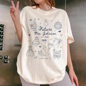 Personalized Bride Comfort Colors Shirt, Future Mrs Shirt Est 2025 Engagement, Custom Wedding Shirt, Gift For Her