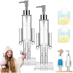 Nutcracker Soap Dispenser, Decorative Refillable Christmas Hand Soap Bottle, Transparent Acrylic Festive Wash Liquid Lotion Pump for Holiday Bathroom & Home Kitchen Accessories Decor Gifts, Soap Container