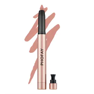 2-in-1 Dual Ended Matte Lipstick & Lip Liner Pen, Long Lasting Waterproof Velvet Lip Stick, Highly Pigmented Smudge-Proof Lip Makeup, Precision Lip Contouring Wand