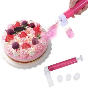 1 kit Manual Airbrush for Cakes with 4 Pcs Tube,DIY Baking Cake Airbrush Pump Coloring Spray Gun for Kitchen Decorating Cakes Cupcakes Cookies and Desserts