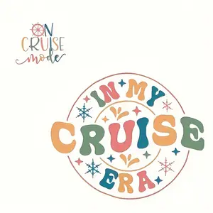 2pcs/set Cruise Ship Theme Vinyl Heat Transfer Patches - Colorful "ON CRUISE MODE ON" Design with Stars & Palm Trees - Water-Resistant PVC Appliques for DIY T-Shirts, Jeans, Backpacks, Cruise T Shirts for Family, Handmade Crafts