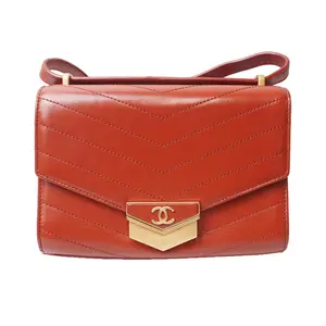 Pre-owned CHANEL leather Shoulder Bags Medal Envelope Flap Bag Chevron Calfskin Small