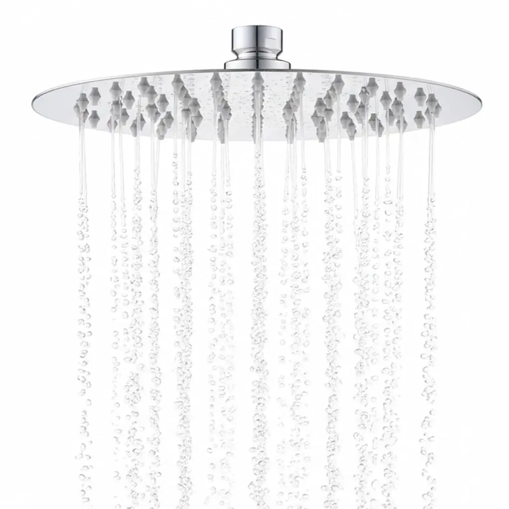 Rain Shower Head - 10 Inch Round 304 Stainless Steel Metal Shower Head Self-Cleaning Silicone Nozzles Pressure Boosting Design Ceiling or Wall Mount Rainfall Showerhead