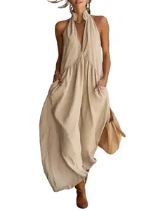 Fan Favorite AgeRose 2026 Elegant Halter Neck Long Dress | Relaxed Loose Dress with Pockets | Stylish Vacation & Party Outfit#LongDress #HalterDress #SummerFashion #VacationDress #PartyDress #PocketDress #WomensFashion #OOTD