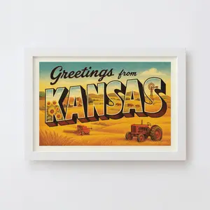 Kansas Postcard Art Print