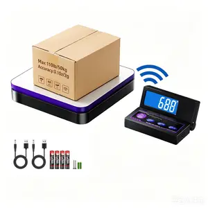 Foldable LCD Digital Mail Scale, 110lb/50kg Wireless Shipping Scale, 0.1oz/2g Accurate, Tare Hold Function, for Postage & Small Business