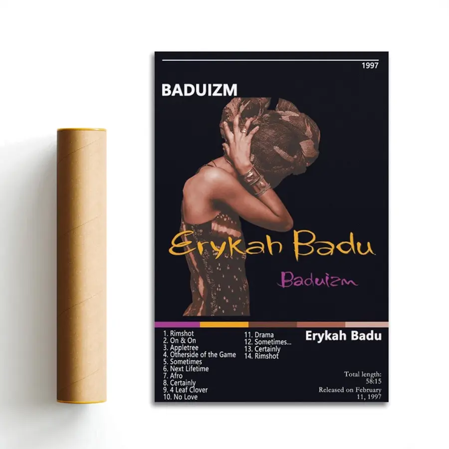 Erykah Badu Album Poster for Bedroom Walls Vintage Album Music