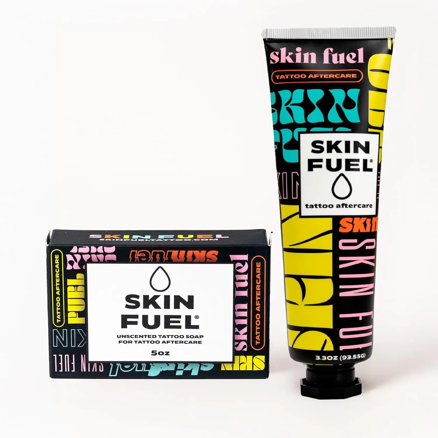 Tattoo Aftercare Kit: Skin Fuel Tattoo Balm & Unscented Tattoo Soap – Plant Powered Tattoo Care for New & Old Ink – Moisturizing Healing Ointment with Jojoba Oil, Shea Butter & Aloe (2-Piece)