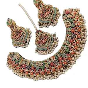 Navratan set with earrings and teeka