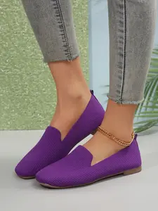 Women's Breathable Flat Shoes, Comfortable Slip-On Round Toe, Casual Textile Upper, Rubber Sole, Perfect for Daily Outdoor Wear