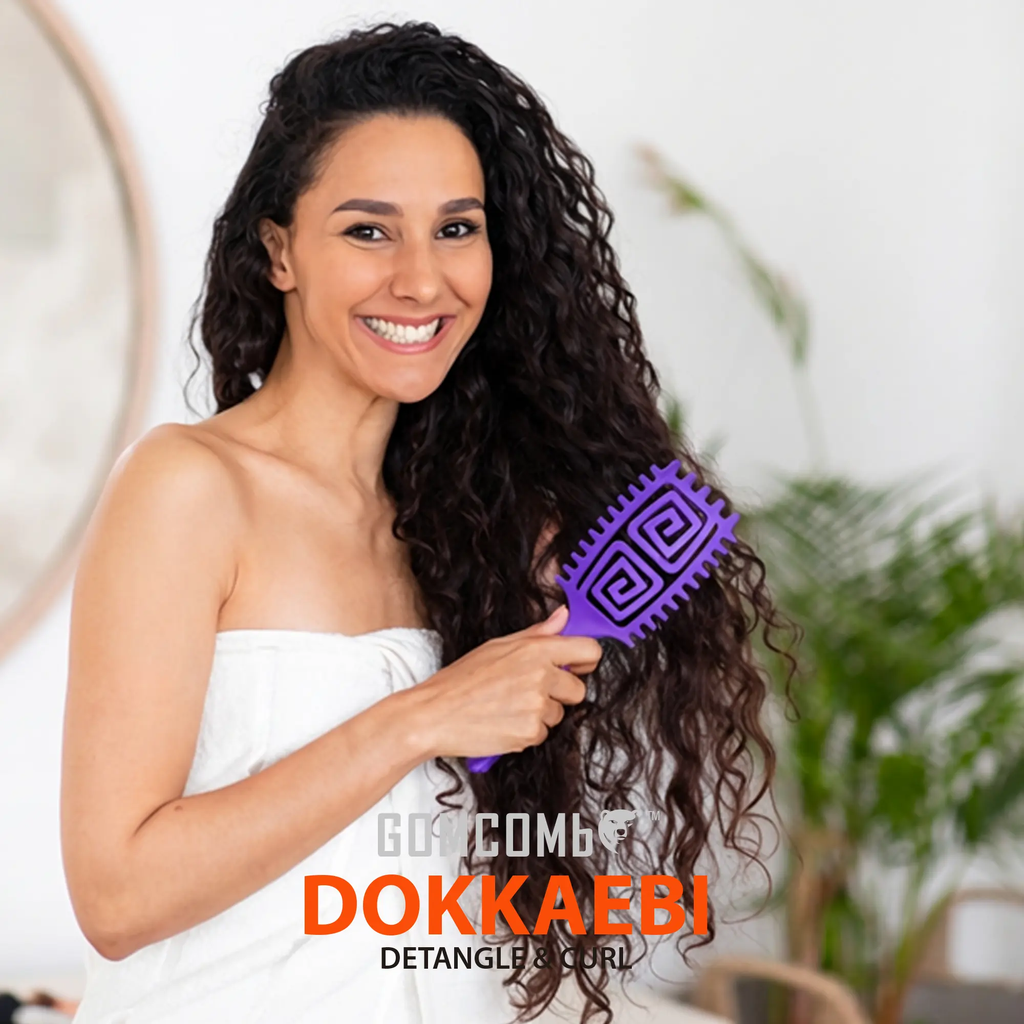 H2PRO GOMCOMb DOKKAEBI DETANGLE AND CURL HAIR BRUSH - PURPLE