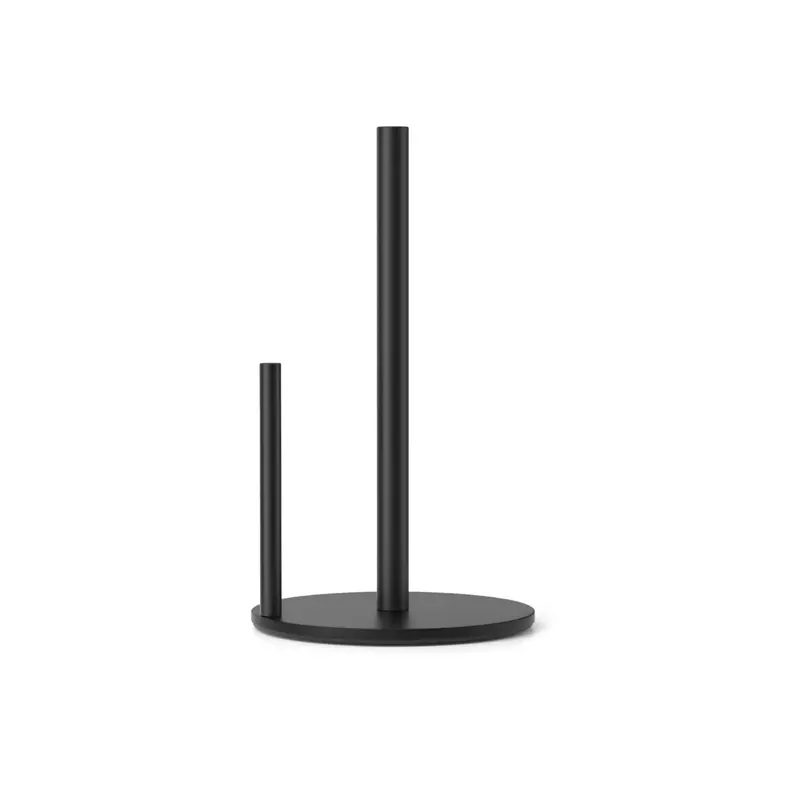 Premium Stainless Steel Paper Towel Holder with Silicone Accents - Classic Black, Waterproof, Rustproof Countertop Roll Dispenser with Weighted Base
