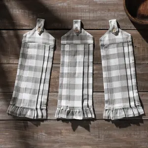 Grace Ann Check Button Loop Tea Towel Set of 3