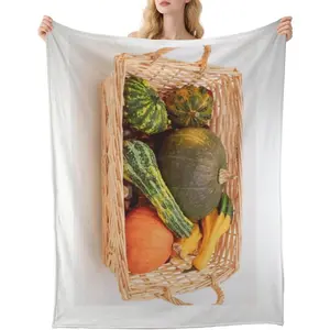 Cozy Throw Blanket Basket of Autumn Gourds Book Blanket Bedroom Essentials for Women Plush for Women Cozy Woman Christmas Flannel Throw Warm Fuzzy Son from Mom and Dad 40X50