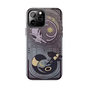 Elegant Espeon & Umbreon Case for iPhone 17-7 Pro Max Plus & Samsung Galaxy S25-S21 Ultra Plus - Pokemon Sun Moon Yin Yang Aesthetic Phone Cover unisex