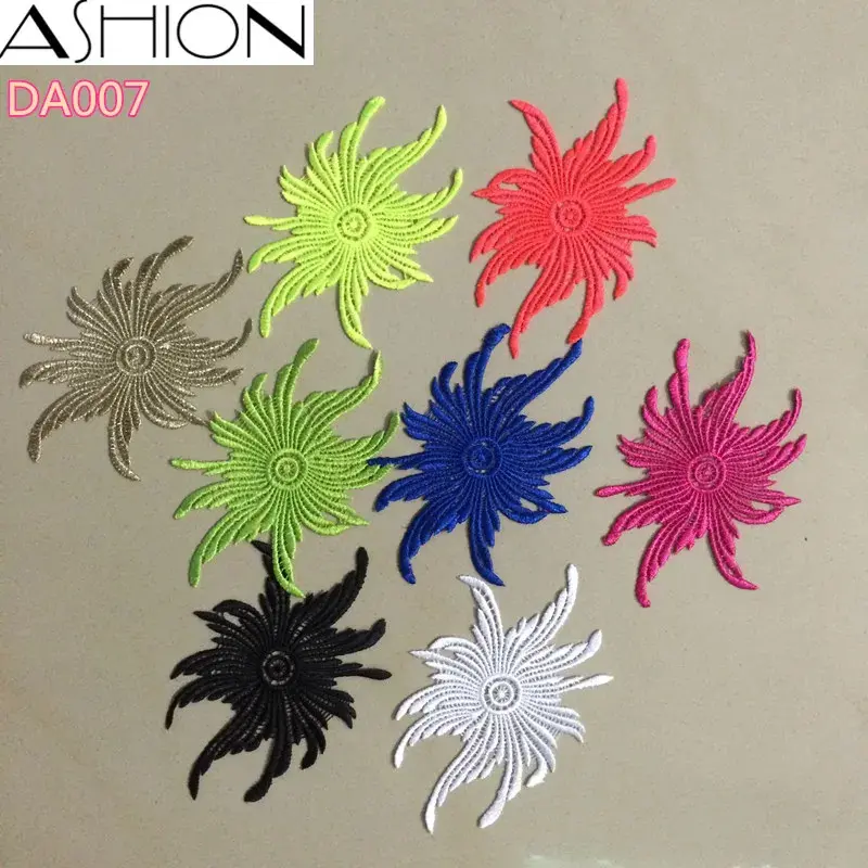Fluorescent Flower Applique Patches, Sew-on Costume Decor for Dance Costumes and Sewing Crafts Embellishments, Floral Design, Fluorescent Hues, Polyester, Adults, 140Mm*90Mm [±5Mm], 140X90mm
