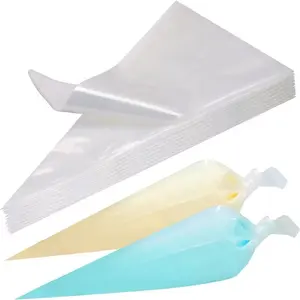 100 Pcs Disposable Piping Bags, Clear Icing Piping Bags, Cake Decorating Plastic Pastry Bags, Strong Icing Bag for Cake