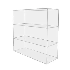 Two Shelf Retail Cabinet Store Display Case Doorless Free Standing Extra Wide 16" x 8" x 16" Durable Clear Acrylic Doorless Bakery Pastry Shop Countertop Showcase by 321 Plastics