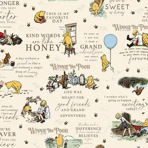 Fabric Riley Blake Cream Winnie the Pooh Quotes Designer Flannel by the Quarter Yard F17502-CREAM
