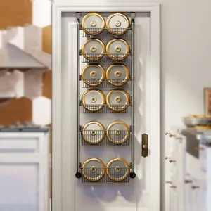 4-Tier Over The Door Pantry Organizer, Metal Hanging Spice Rack with Adjustable Basket, Heavy Duty Over Door Storage Rack for Kitchen Cabinet Laundry Room