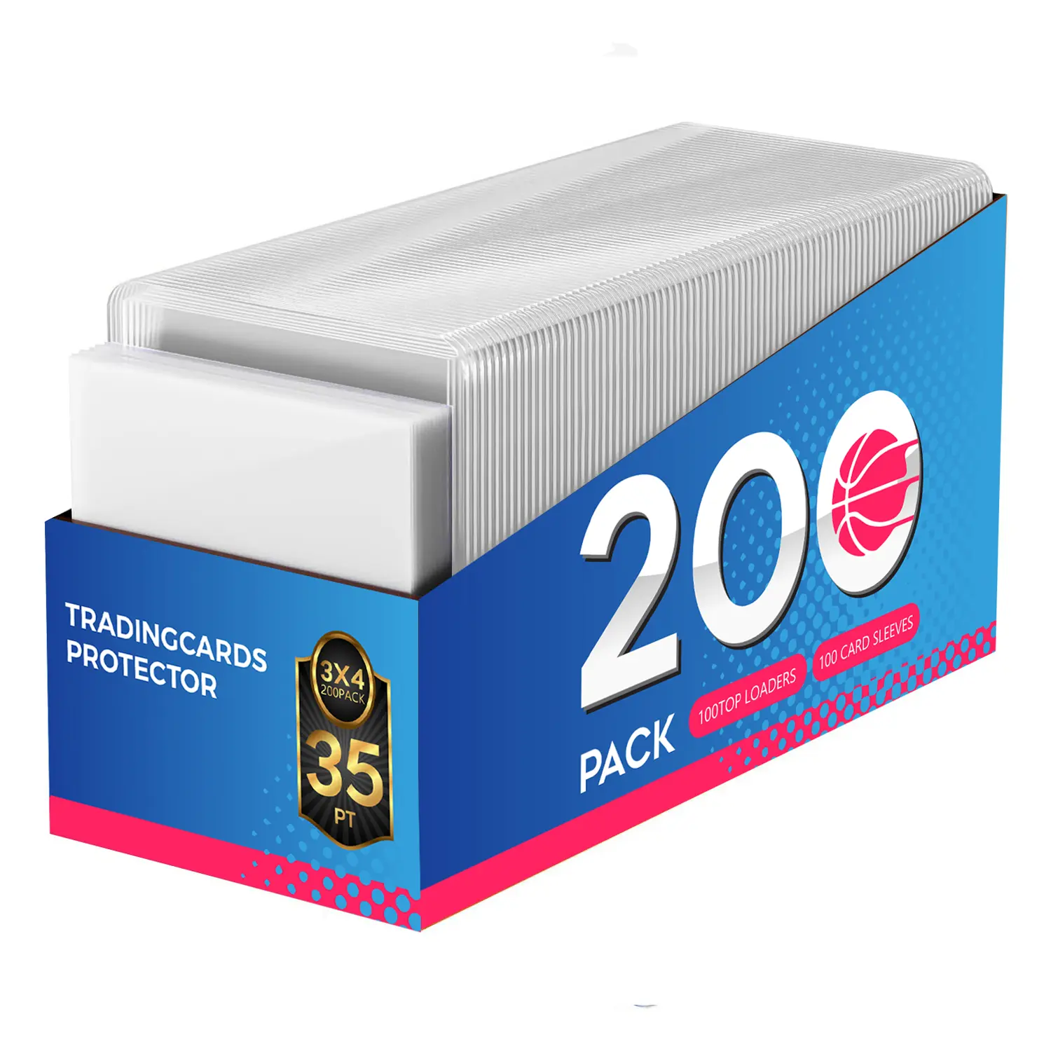 3" x 4" Hard Plastic Toploaders for Trading Cards, Baseball & Football Sports Card Protector Kit, Includes Hard Top Loaders and Soft Penny Card Sleeves for Standard Size TCG Sports Cards