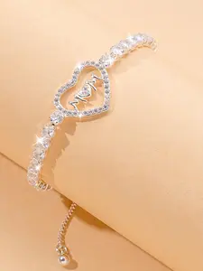 Elegant Mom Zirconia Heart Bracelet, Perfect Mother's Day Gift, Ideal for Daily Wear, Parties, Valentine's Day, Holidays