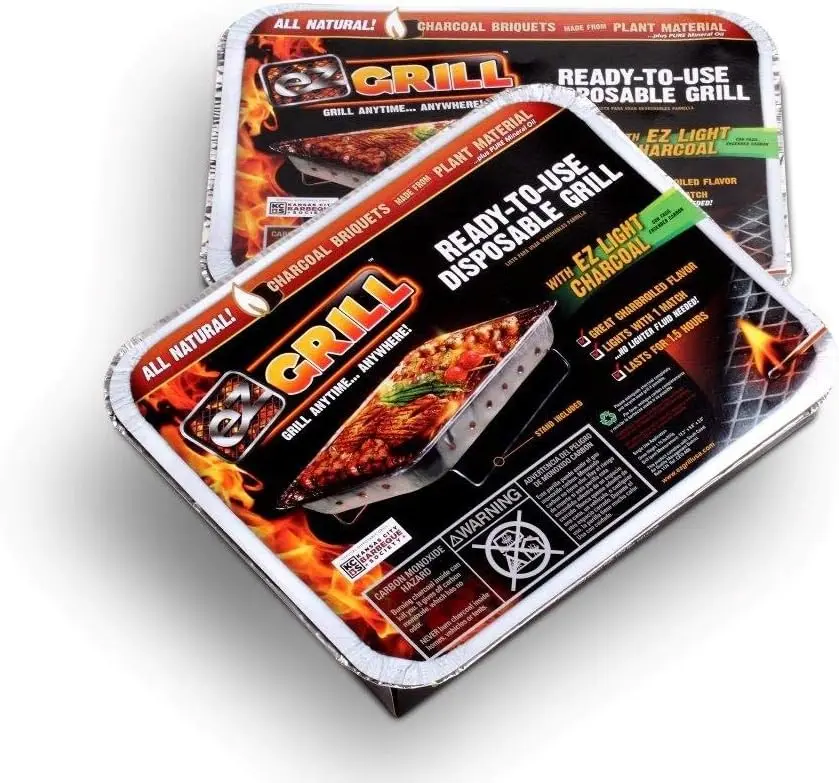 Disposable Charcoal Grill Ideal for Camping and Tailgate Parties -Pack of 2 Portable, Easy To Light, and Convenient charcoal grill Lasts 1.5 hours Grill Anytime, AnywhereGift.