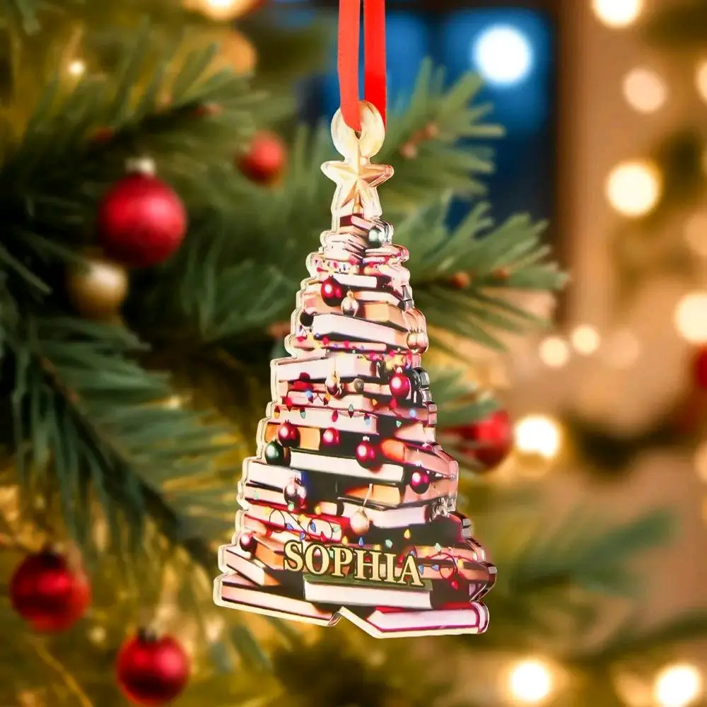 Personalized Christmas Book Tree Name Ornament