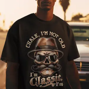 [CHALE, I'M NOT OLD I'M CLASSIC]New 2025 Summer Men's 100% Cotton Printed T - Shirt, Black, Short - Sleeve, Solid Color, Premium Round Neck, Durable & Machine Washable, S - 5XL humor