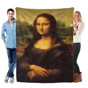 Classic Mona Lisa Art Flannel Throw Blanket, Renaissance Portrait Painting Print Soft Cozy Fleece for Sofa Bed Museum Decor Gift, Kids Blanket, Adult Blanket