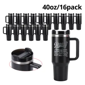 16pcs 40oz Black Powder Coated Travel Car Cup,Stainless Steel Double Wall Vacuum Insulated Travel Mug, Drinkware, Flasks outdoorfun
