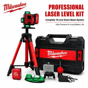 Milwaukee 16-Line 360° Green Laser Level Kit | Bright Visible Beam, High Accuracy, with Tripod + 6000mAh Battery + Case, Perfect for Construction & Renovation Layout