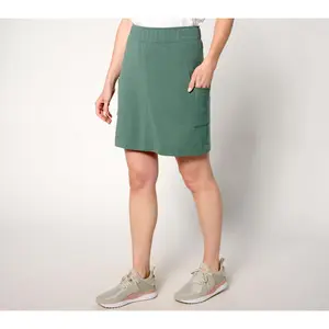QVC Women's Denim & Co. Active Regular-Fit Soft Blend Knit Cargo Skort