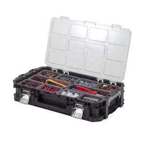 Husky 10-Compartment Small Parts Organizer – Heavy-Duty, Stackable & Portable Tool Storage Box for Garage & Jobsite