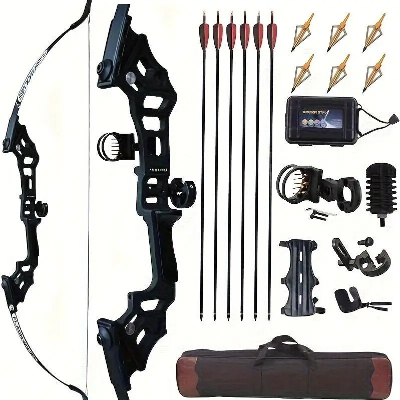 Archery 51" Takedown Recurve Bow And Arrows Set for Adults, Right Hand Practice Kit with 6pcs Real Feather Carbon Arrows for Beginner-Best Gift for Holiday