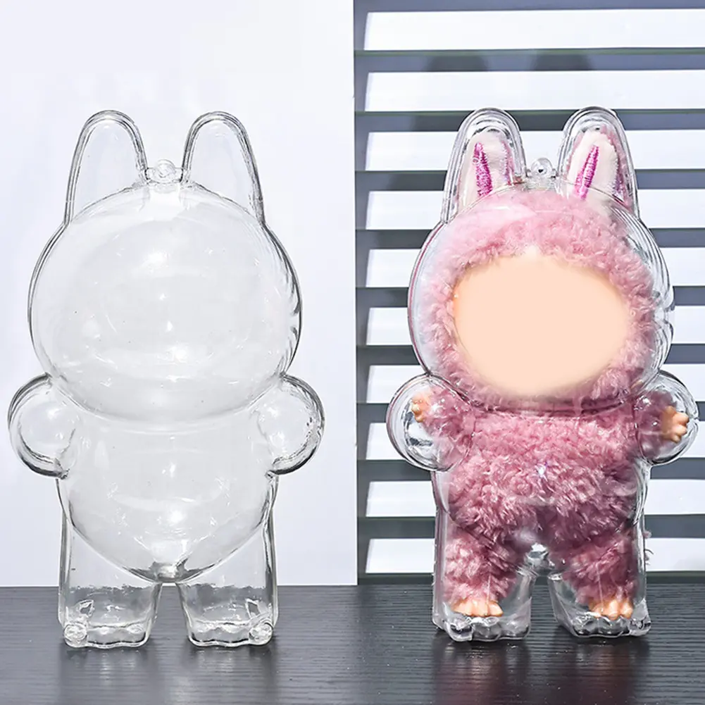 Transparent Dustproof Protective Case for Labubu V2 (Doll Not Included), Clear Figure Display Storage Bag for Plush Figure Dolls, Approx. Sizes Available