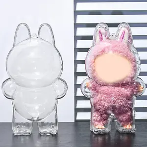 Transparent Dustproof Protective Case for Labubu V2 (Doll Not Included), Clear Figure Display Storage Bag for Plush Figure Dolls, Approx. Sizes Available