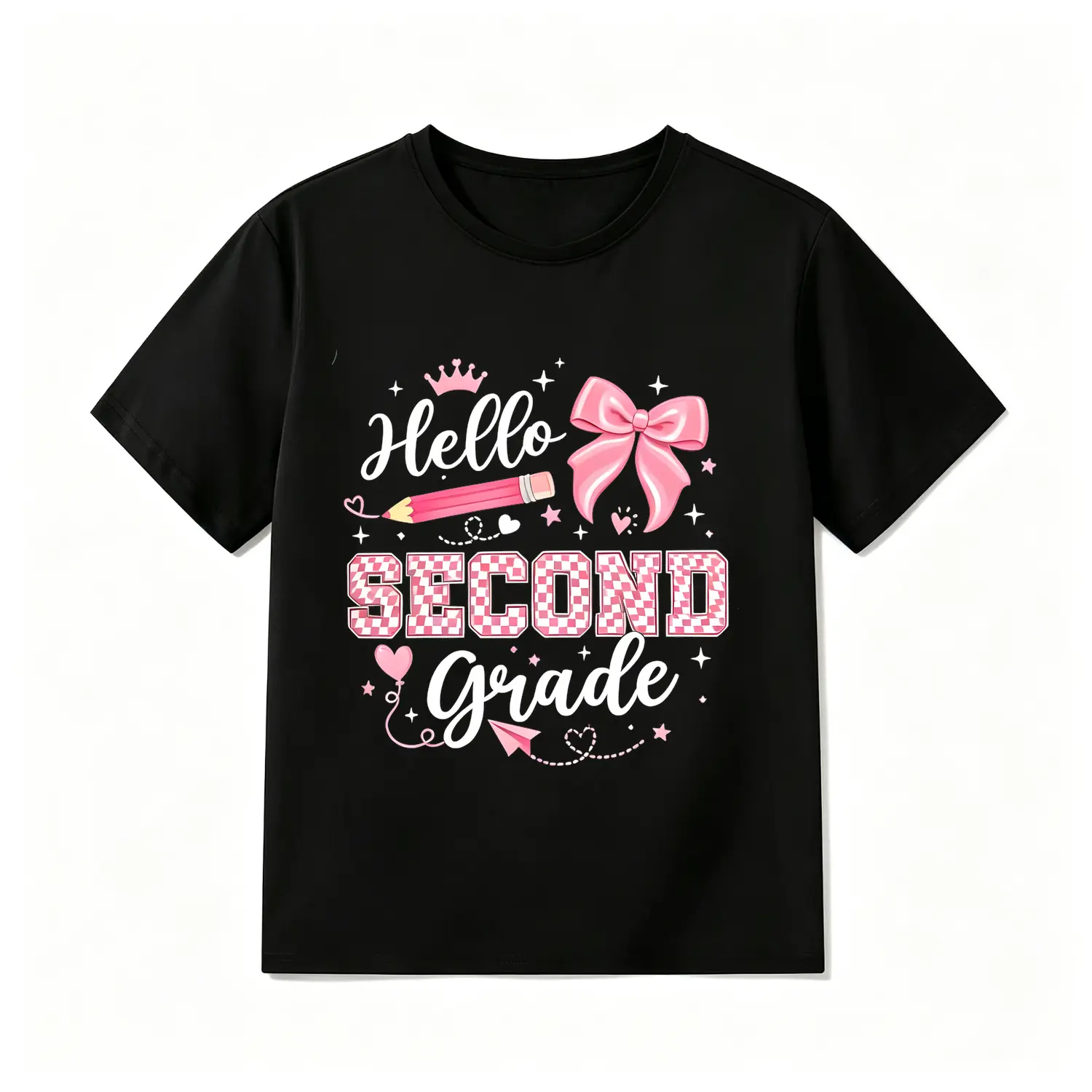 Hello Second Grade First Day Of School Teacher Girl T Shirt Cute Back To School Outfit Kids Graphic Tee Fun Classroom Outfit