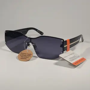 French Connection FC 25 77 Shield Sunglasses Shiny Black Frame Solid Gray Lens