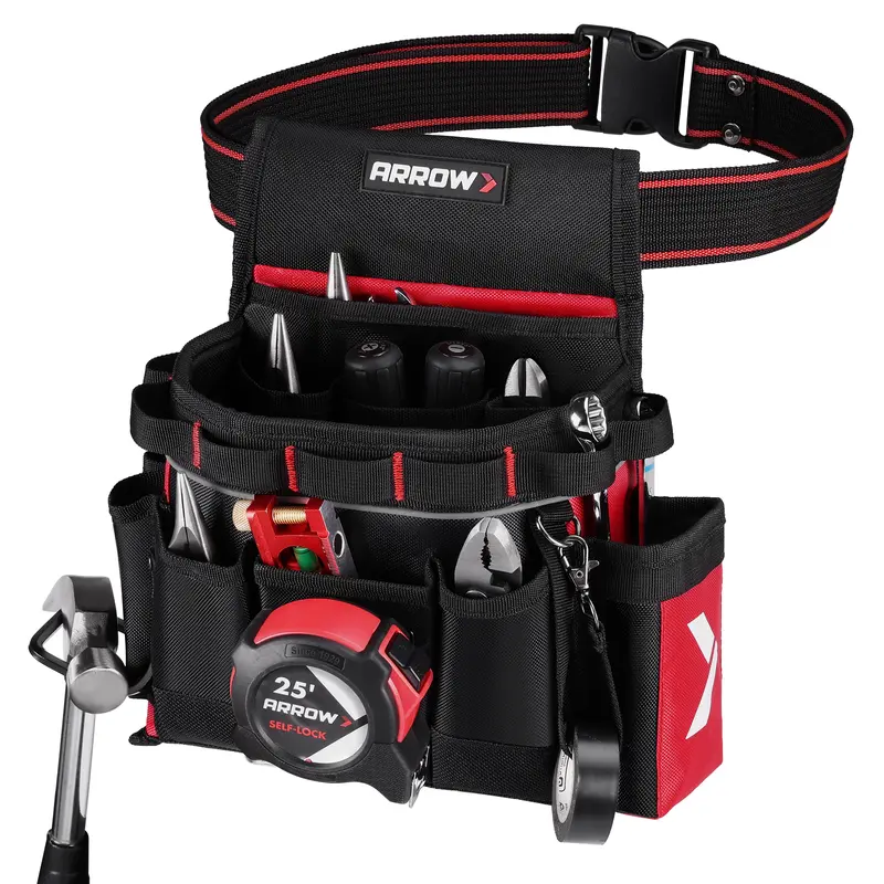 #toolupgrade ARROW Tool Belt Heavy-Duty, Electrician Tool Pouch with 10 Pockets, 840D Oxford Fabric, Utility Belt with Hammer Holder, Adjustable Tool Belts for Men Women Electrician Carpenter, Construction